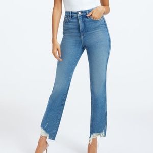 Good American Good Curve High Waist Frayed Hem Jeans